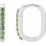 Tsavorite Garnet Round Hoop Earrings in Gold and Platinum