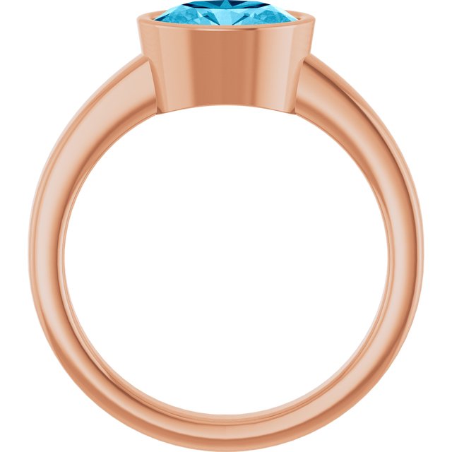 Oval Aquamarine Solitaire Ring in Gold and Platinum