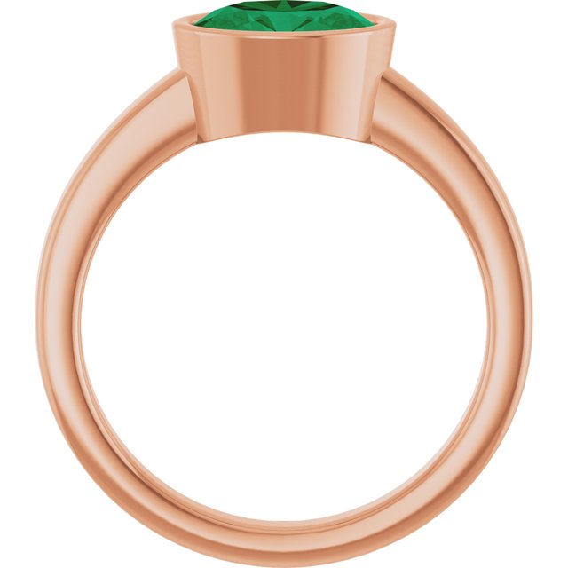 Oval Lab-Grown Emerald Solitaire Ring in Gold and Platinum