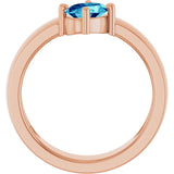 Oval Blue Zircon Solitaire Ring in Rose Gold