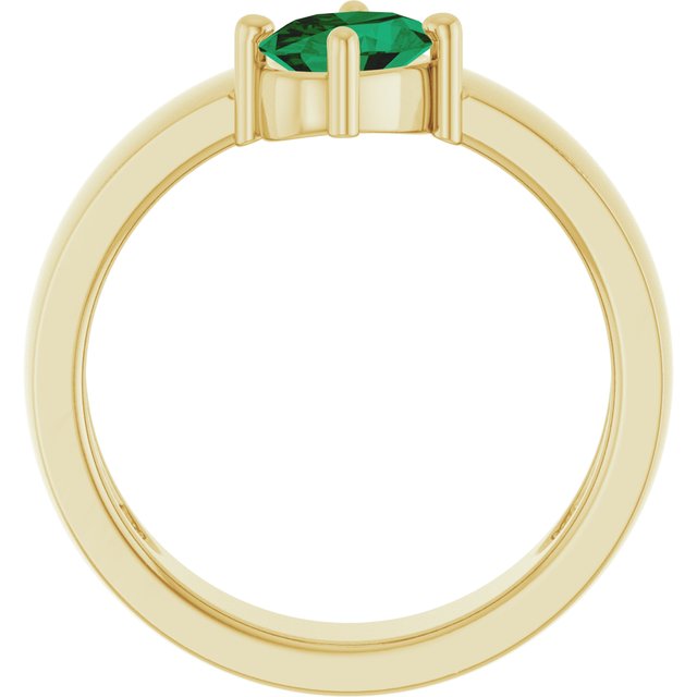 Oval Lab-Grown Emerald Solitaire Ring in Yellow Gold