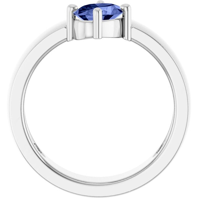 Oval Tanzanite Solitaire Ring in White Gold