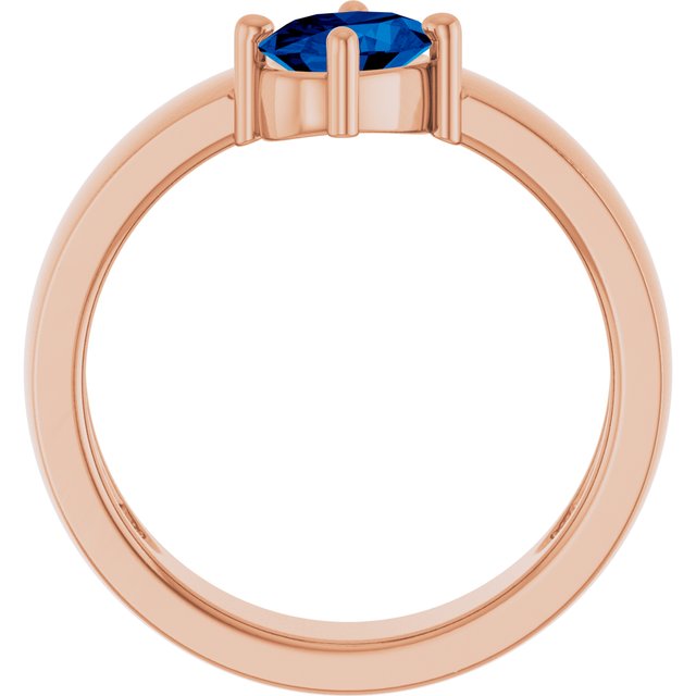 Oval Lab-Grown Blue Sapphire Solitaire Ring in Gold and Platinum