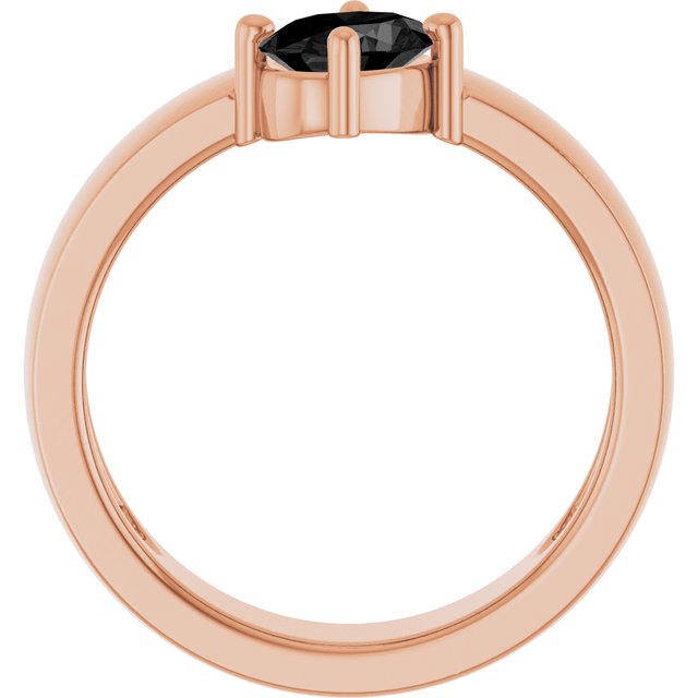 Oval Black Onyx Solitaire Ring in Rose Gold