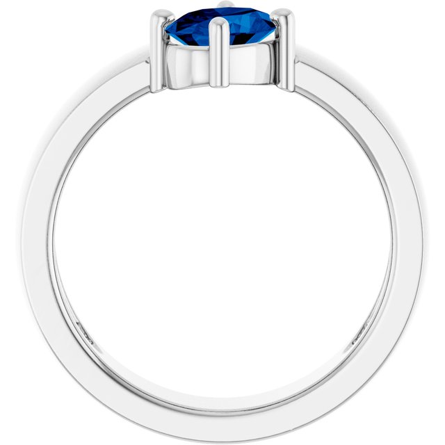 Oval Lab-Grown Blue Sapphire Solitaire Ring in White Gold