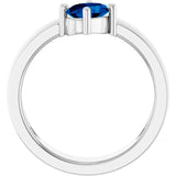 Oval Lab-Grown Blue Sapphire Solitaire Ring in White Gold