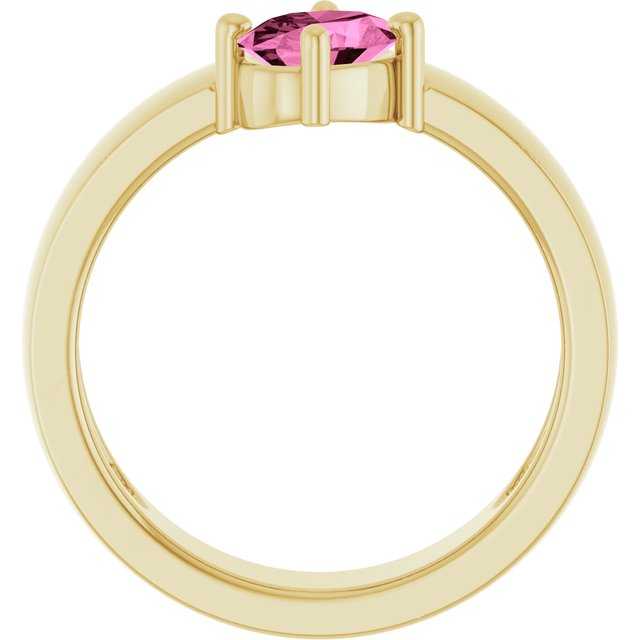 Oval Lab-Grown Pink Sapphire Solitaire Ring in Yellow Gold