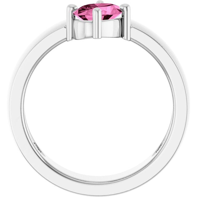 Oval Lab-Grown Pink Sapphire Solitaire Ring in White Gold