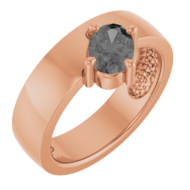 Oval Gray Spinel Solitaire Ring in Gold and Platinum