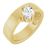 Oval White Sapphire Solitaire Ring in Yellow Gold