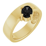 Oval Black Onyx Solitaire Ring in Yellow Gold