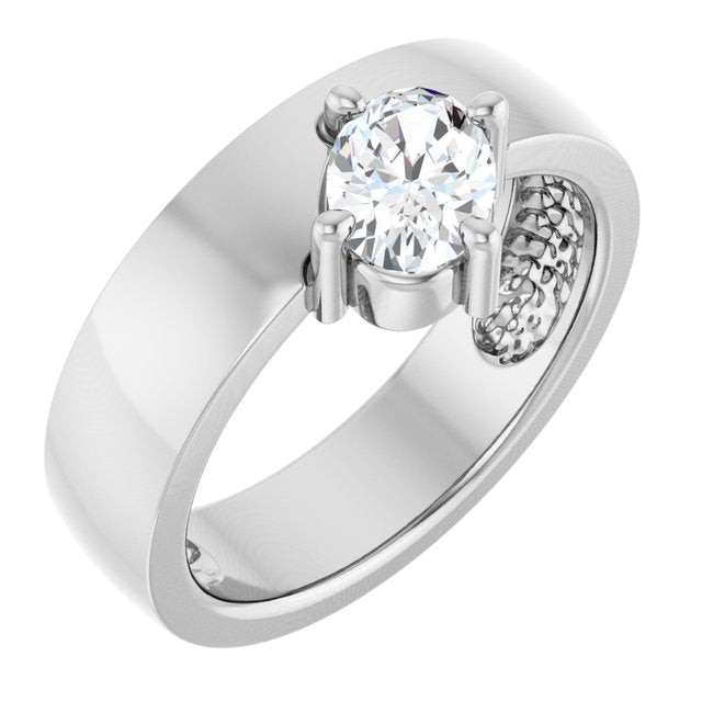 Oval White Sapphire Solitaire Ring in Platinum