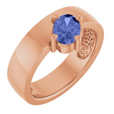 Oval Tanzanite Solitaire Ring in Rose Gold