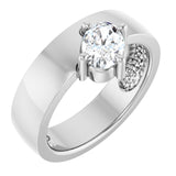 Oval White Sapphire Solitaire Ring in White Gold
