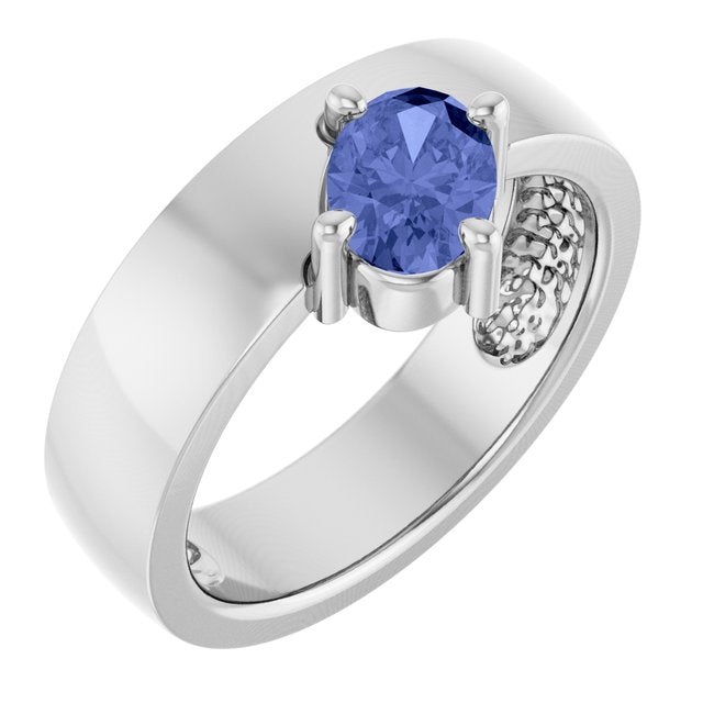 Oval Tanzanite Solitaire Ring in Platinum