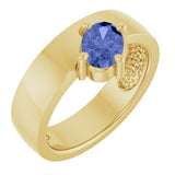 Oval Tanzanite Solitaire Ring in Yellow Gold