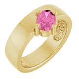 Oval Lab-Grown Pink Sapphire Solitaire Ring in Yellow Gold