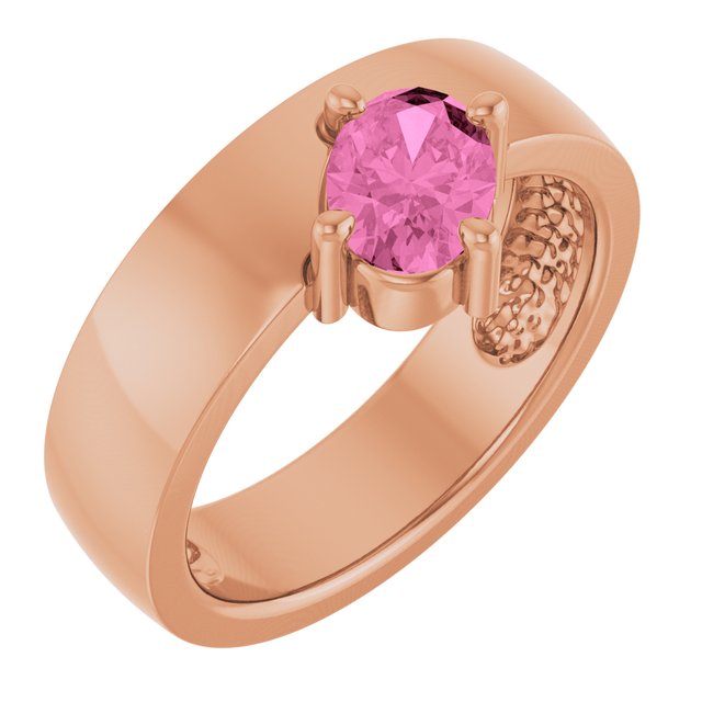 Oval Lab-Grown Pink Sapphire Solitaire Ring in Rose Gold