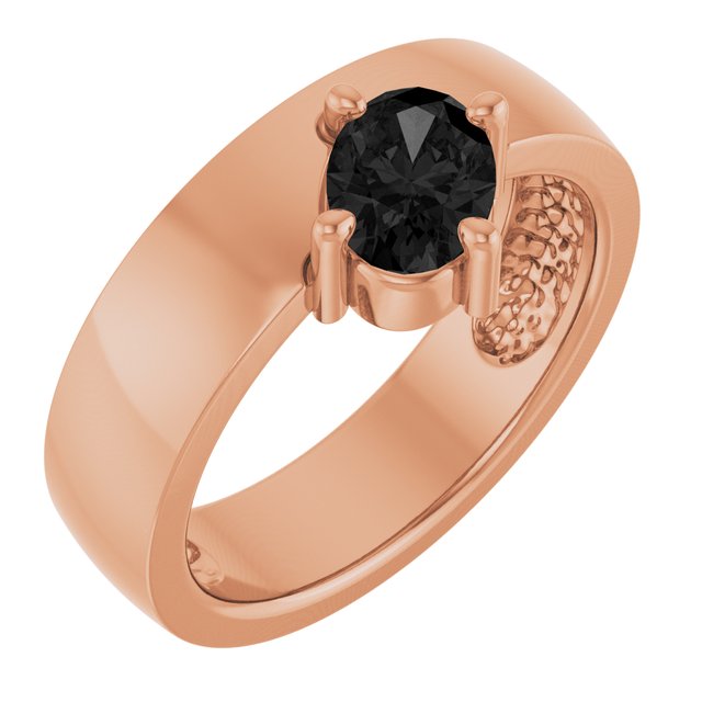 Oval Black Onyx Solitaire Ring in Rose Gold