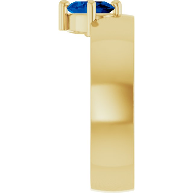 Oval Lab-Grown Blue Sapphire Solitaire Ring in Yellow Gold