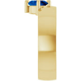 Oval Lab-Grown Blue Sapphire Solitaire Ring in Yellow Gold