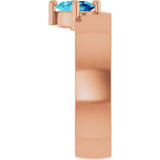 Oval Blue Zircon Solitaire Ring in Rose Gold