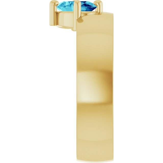 Oval Blue Zircon Solitaire Ring in Yellow Gold