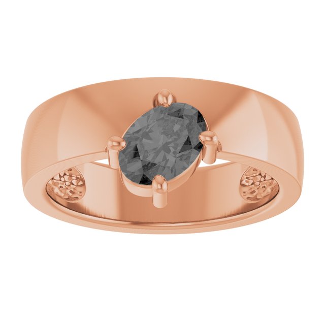 Oval Gray Spinel Solitaire Ring in Gold and Platinum