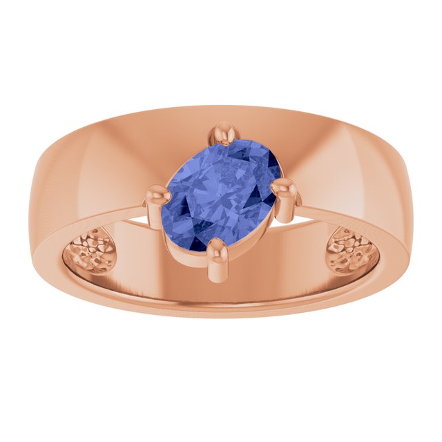 Oval Tanzanite Solitaire Ring in Rose Gold