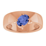 Oval Tanzanite Solitaire Ring in Rose Gold