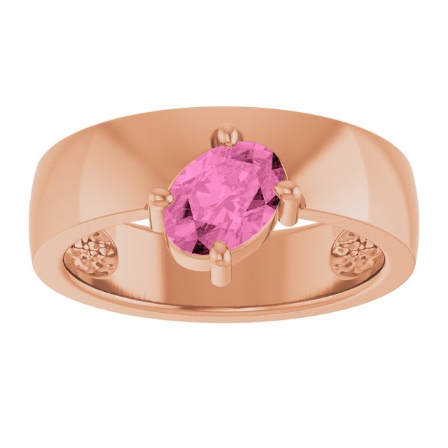 Oval Lab-Grown Pink Sapphire Solitaire Ring in Rose Gold