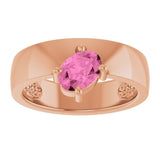 Oval Lab-Grown Pink Sapphire Solitaire Ring in Rose Gold