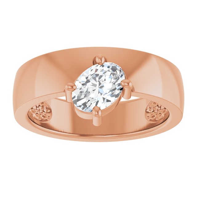 Oval White Sapphire Solitaire Ring in Rose Gold