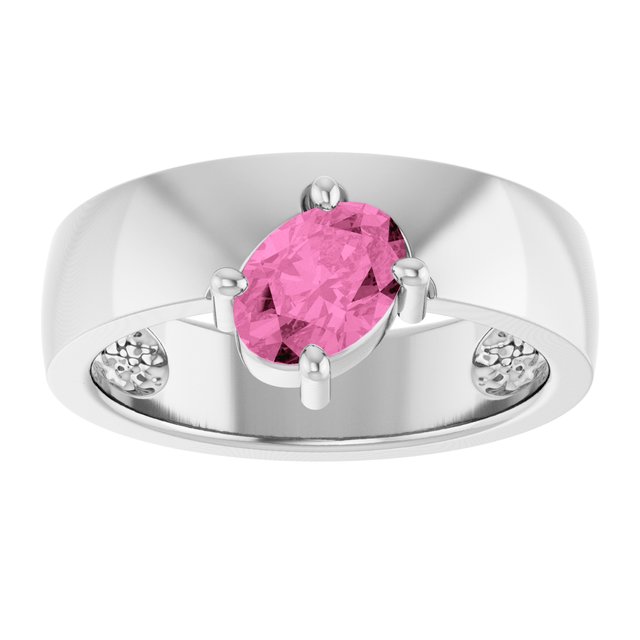 Oval Lab-Grown Pink Sapphire Solitaire Ring in Platinum