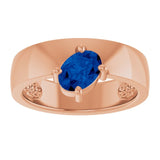 Oval Lab-Grown Blue Sapphire Solitaire Ring in Gold and Platinum