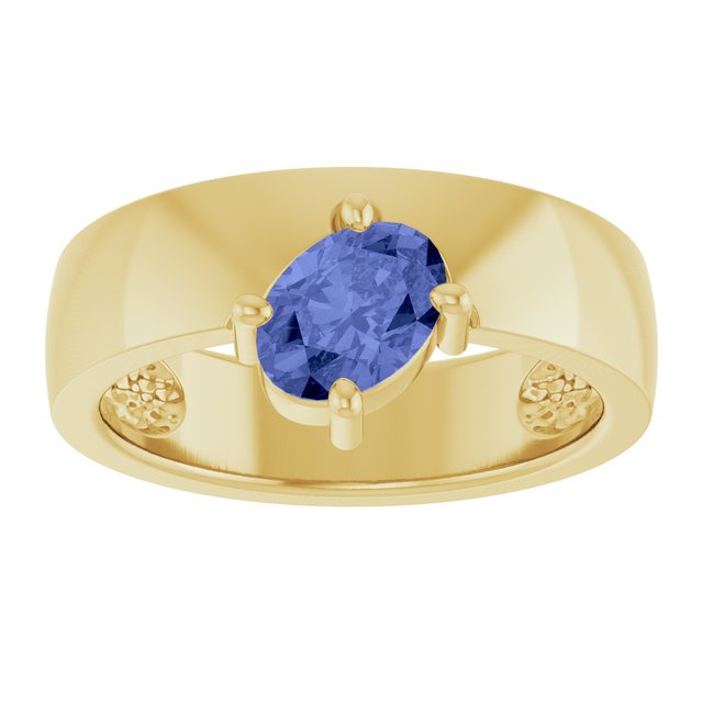 Oval Tanzanite Solitaire Ring in Yellow Gold