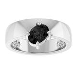 Oval Black Onyx Solitaire Ring in White Gold