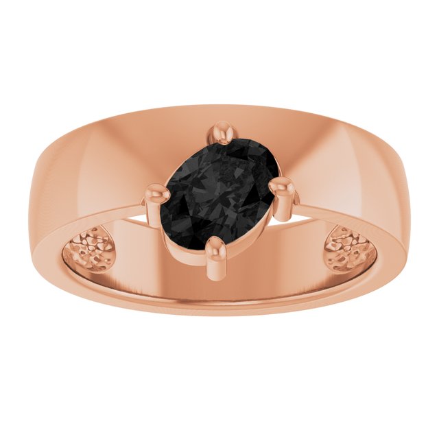 Oval Black Onyx Solitaire Ring in Rose Gold