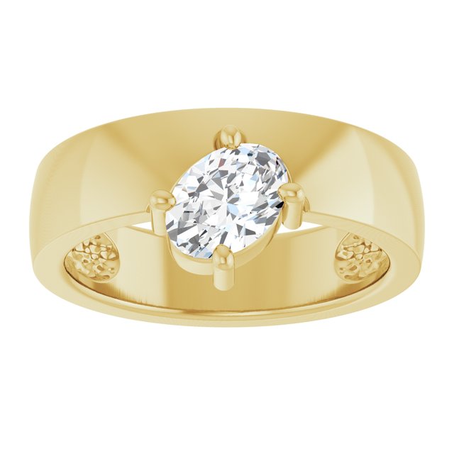 Oval White Sapphire Solitaire Ring in Yellow Gold