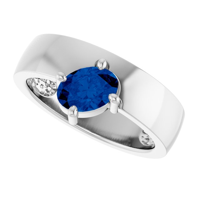 Oval Lab-Grown Blue Sapphire Solitaire Ring in White Gold
