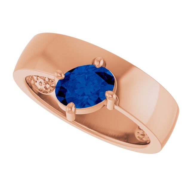 Oval Lab-Grown Blue Sapphire Solitaire Ring in Gold and Platinum