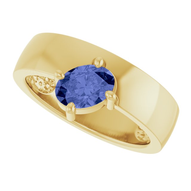 Oval Tanzanite Solitaire Ring in Yellow Gold