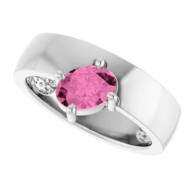 Oval Lab-Grown Pink Sapphire Solitaire Ring in White Gold