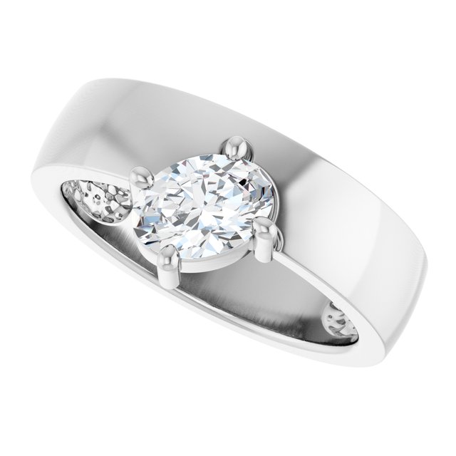 Oval White Sapphire Solitaire Ring in White Gold