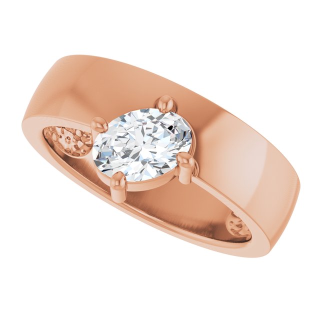 Oval White Sapphire Solitaire Ring in Rose Gold