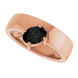 Oval Black Onyx Solitaire Ring in Rose Gold