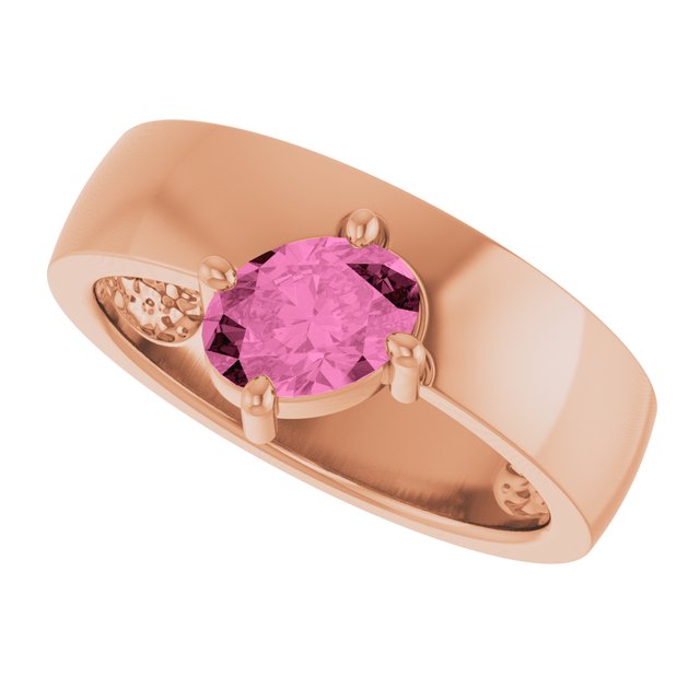 Oval Lab-Grown Pink Sapphire Solitaire Ring in Rose Gold
