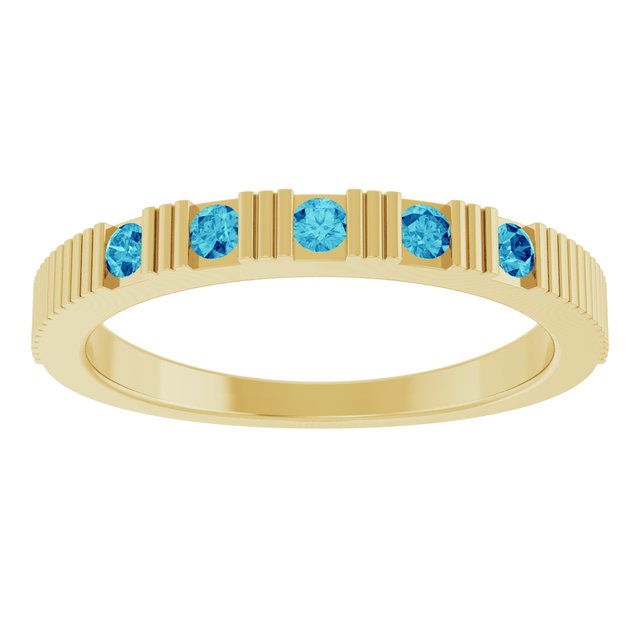 Round Blue Zircon Stackable Ring in Gold