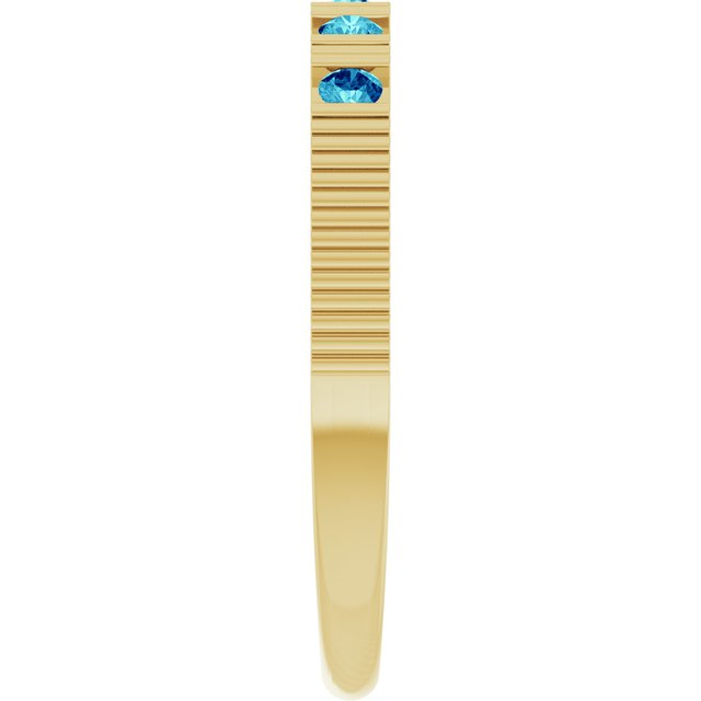 Round Blue Zircon Stackable Ring in Gold