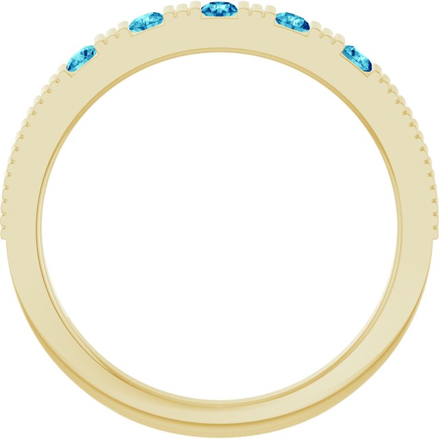 Round Blue Zircon Stackable Ring in Gold